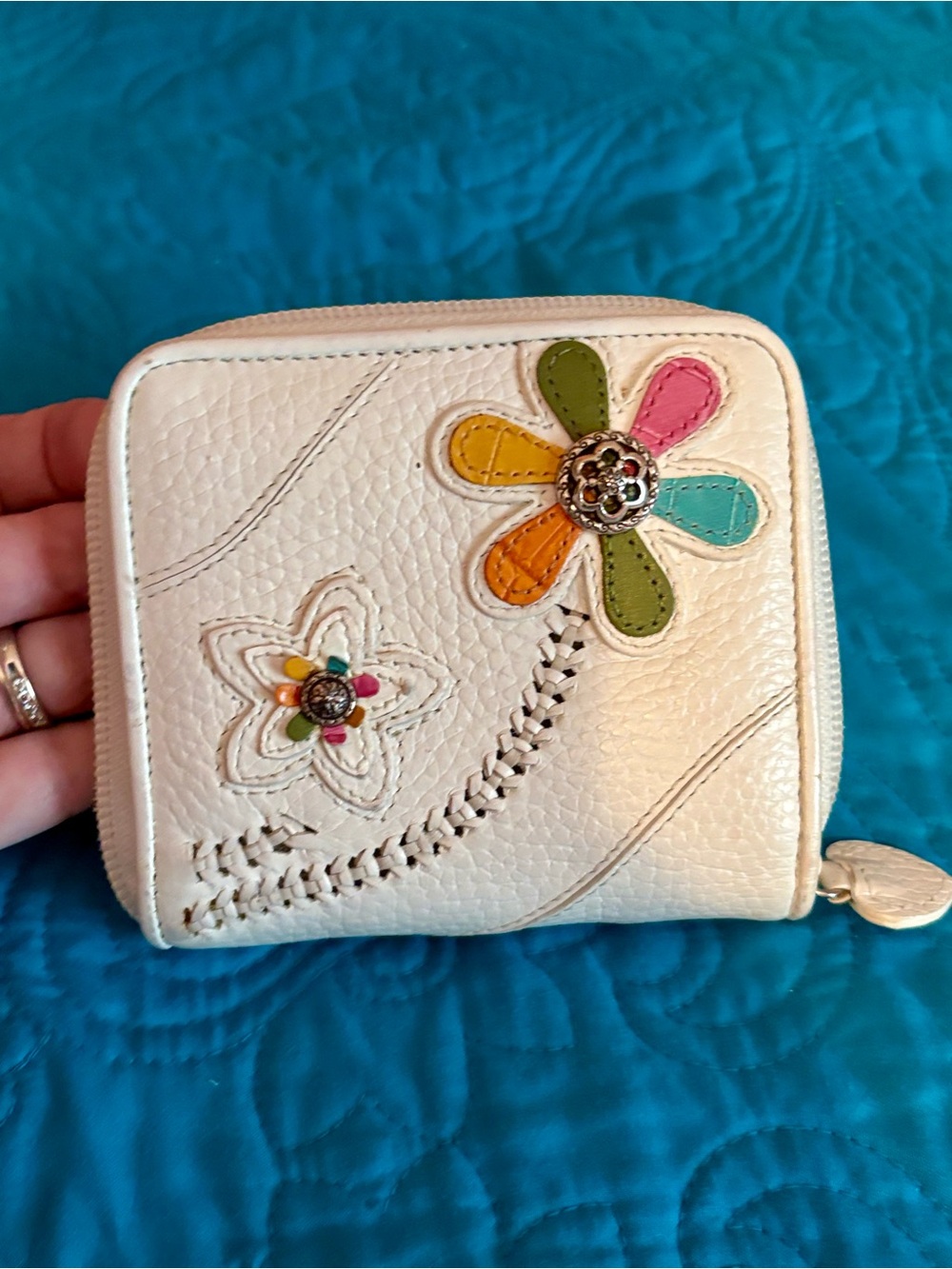 Brighton Floral Zip Wallet in White & Pink